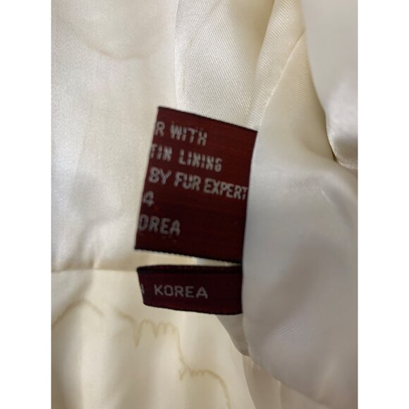 Vintage White Rabbit Fur Jacket S/M With Satin Lining & Hook Closure RN10523 - Picture 5 of 13